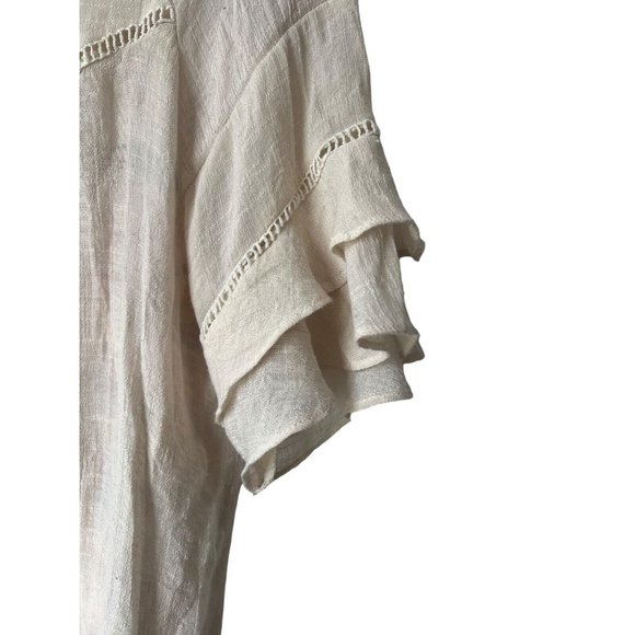 Altar’d State Boho BlouseWomens Small S Embroidered Ruffled Top in Natural - Picture 6 of 12